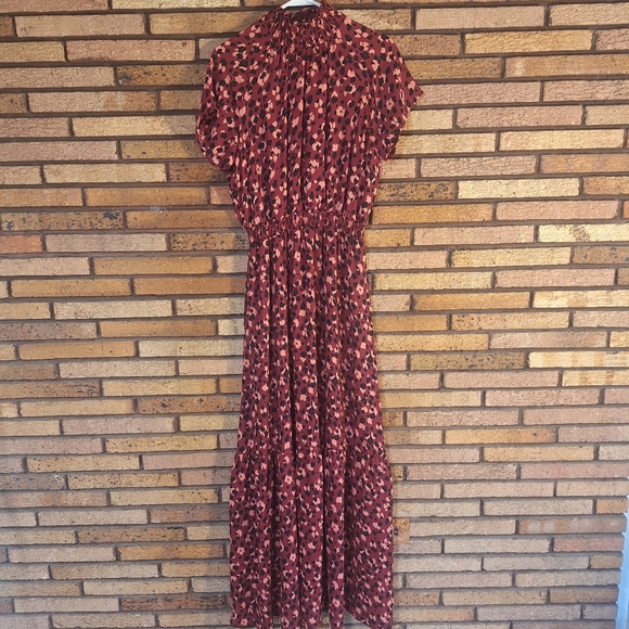 Gibson x City Safari Jaime Shrayber Smocked Maroon Floral Maxi Dress - Picture 1 of 8